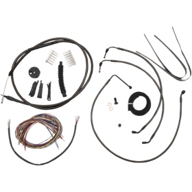 LA CHOPPERS Complete Midnight Braided Handlebar Cable/Brake Line Kit Harley Davidson 1690-1800 14-15