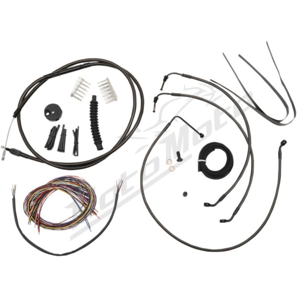 LA CHOPPERS Complete Midnight Braided Handlebar Cable/Brake Line Kit Harley Davidson 1690-1800 14-15