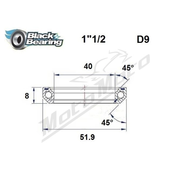 BLACK BEARING 45°/45° Headset Bearing 40x51.9x8 HB-D9