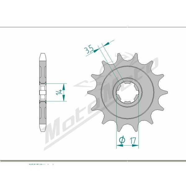 AFAM Steel Standard Front Sprocket 24203 - 428 14 teeth KAWASAKI KLX / D-TRACKER 125cc 10-16