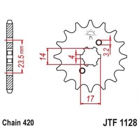 Front sprocket with holder JTF1128 DERBI SENDA/ GPR/ GILERA RCR/ SMT/ APRILIA RS/ RX/ SX 50cc D50B0 / EBE050