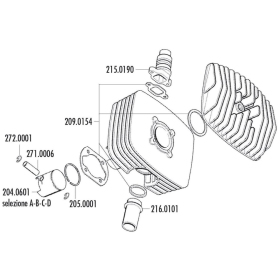 Cilindro komplektas POLINI Zündapp AC 50cc 2T / Ø48 / PIN Ø12