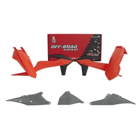 RACETECH Plastikų komplektas KTM EXC, EXC-F, XC, XC-F 150/500cc 20-23 Oranžinė/ Pilka/ Juoda