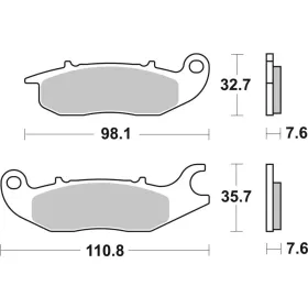 SBS CT Scooter Carbon Tech 180CT Organic Brake Pads Honda / Malaguti / Rieju 50-125cc 06-23