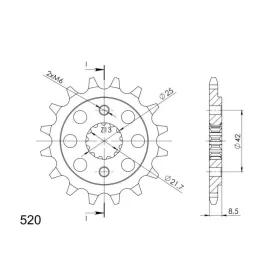 Supersprox Front sprocket 520 16T Kawasaki / Suzuki / Triumph 400-800cc 84-22