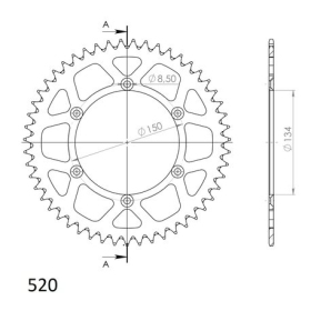 Supersprox Alu Rear sprocket 520 Kawasaki KLX / KXF 125-450cc 06-23