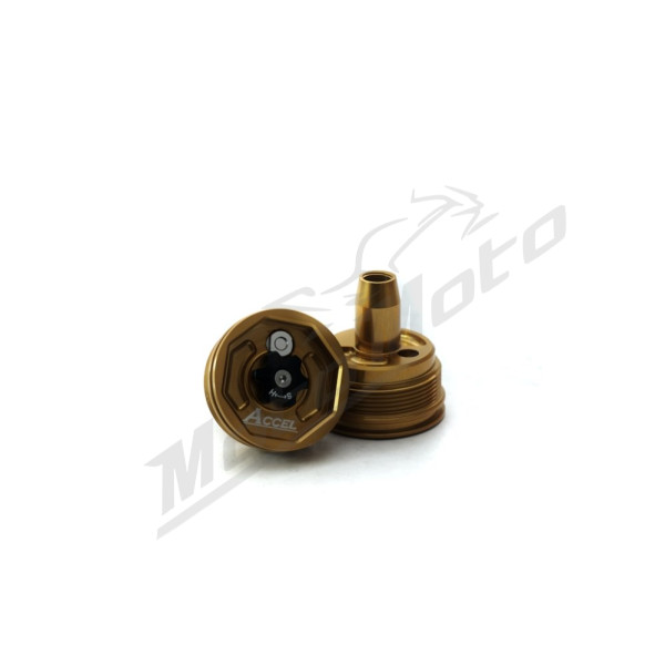Accel Gold Front Shock Absorber Top Cap Nut Honda / Kawasaki / Suzuki / Yamaha 125-450cc 06-20
