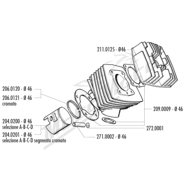 Cylinder Head POLINI (alu.) Peugeot 103/ Fox/ Honda Wallaroo 50cc AC 2T 1988-2005 Ø46