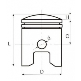 Piston KEEWAY/ KYMCO (53,50mm height) (With intake holes) PIN Ø12 Ø47