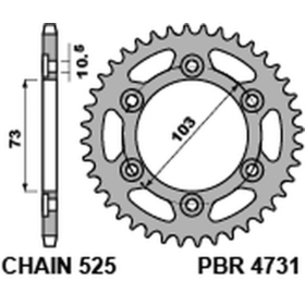 PBR Standard C45 Steel Rear Sprocket 4763 - 525 38T