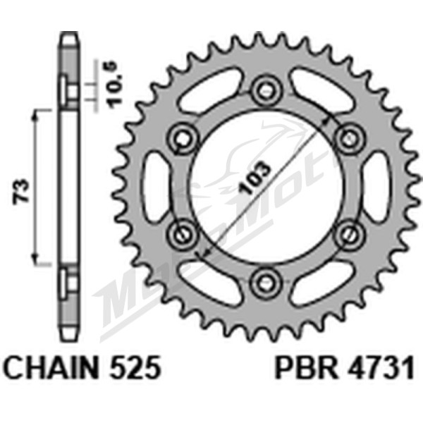 PBR Standard C45 Steel Rear Sprocket 4763 - 525 38T