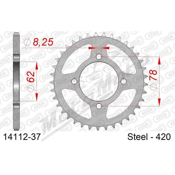 AFAM Steel Standard Rear Sprocket 420 37 teeth