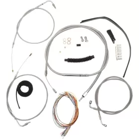 LA CHOPPERS Complete Stainless Braided Handlebar Cable/Brake Line Kit Harley Davidson 1584 07-10