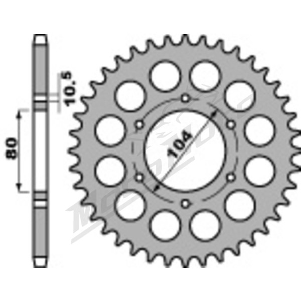 PBR Standard C45 Steel Rear Sprocket 500M - 630 40T