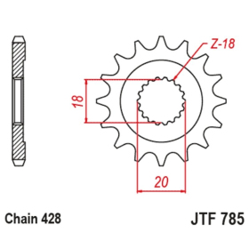JT Grandinės komplektas 428HDR 13/46 Keeway RKF 125 18-23