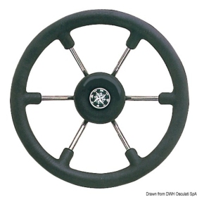 Osculati SS steering wheel black 340 mm
