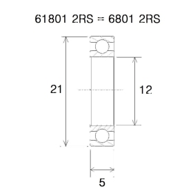 BLACK BEARING B3 Bearing 12x21x5 mm 6801-2RS