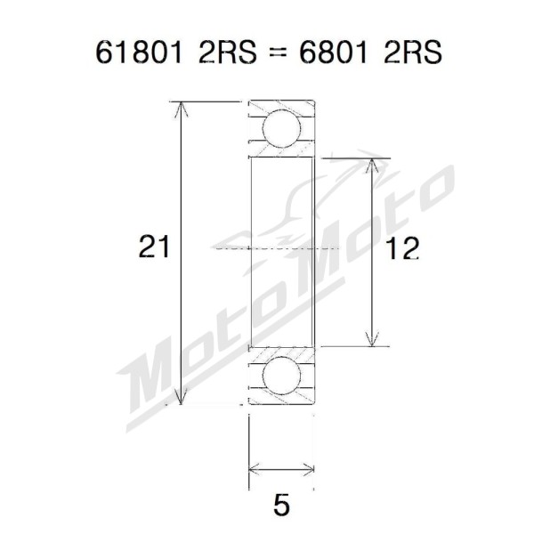BLACK BEARING B3 Bearing 12x21x5 mm 6801-2RS