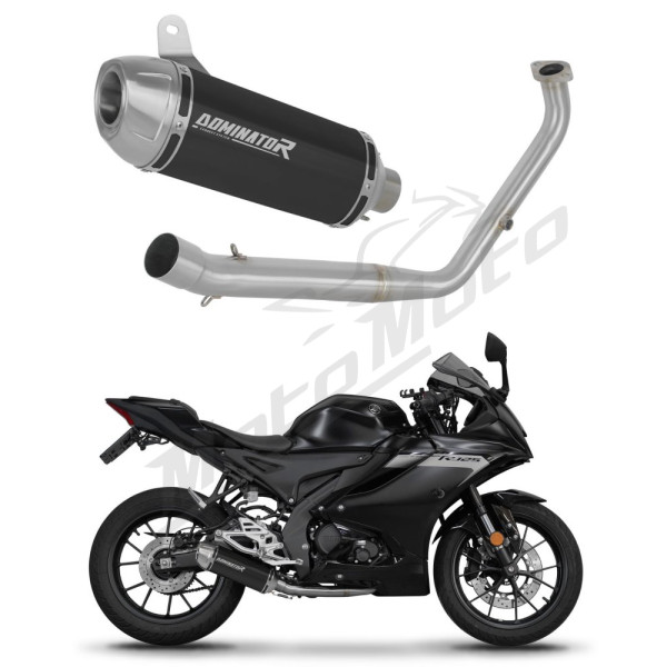 Dominator Full Exhaust System Collector Silencer S3 BLACK + dB killer (Euro 5) Yamaha YZF R125 21-24
