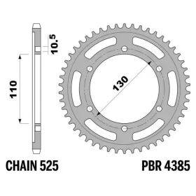PBR Standard C45 Steel Rear Sprocket 4385 - 525 HUSABERG / SUZUKI / YAMAHA 390-1000cc 1998-2024
