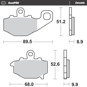 MOTO-MASTER Ceramic Rear Brake Pads Kawasaki / ER-6 / EX / GPZ / KLE / Ninja / ZX-6 / ZX-9 / ZZR 400-1100 93-26