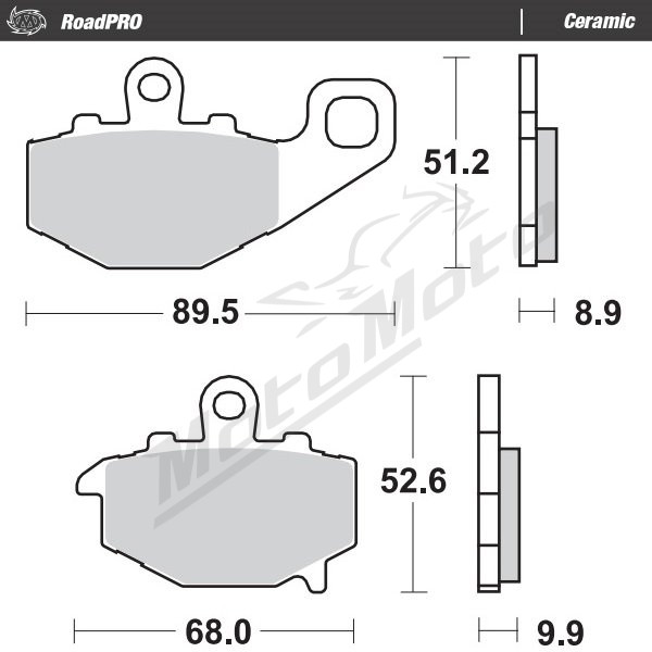 MOTO-MASTER Ceramic Rear Brake Pads Kawasaki / ER-6 / EX / GPZ / KLE / Ninja / ZX-6 / ZX-9 / ZZR 400-1100 93-26