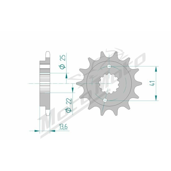 AFAM plieninė standartinė priekinė žvaigždutė 20517 - 520 13-15 dantukų HONDA XR 650cc 00-07