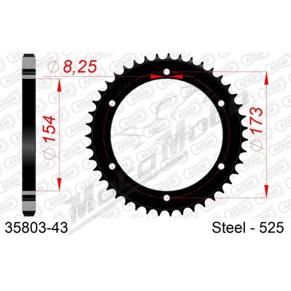 AFAM Steel Standard Rear Sprocket 525 43 teeth APRILIA RST 1000 FUTURA 01-11