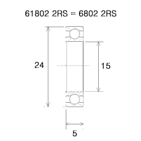 BLACK BEARING B5 Bearing 15x24x5 mm 6802-2RS