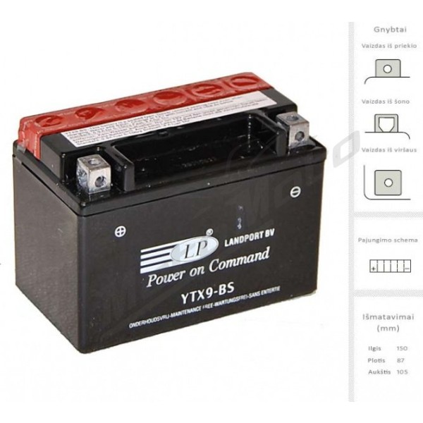 LANDPORT  Accumulator 8 Ah 135A EN 12V LTX9-BS