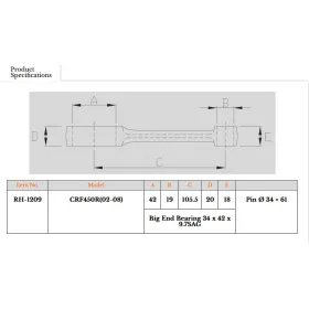 Royal Rods connecting rod HONDA CRF 450 R 02-08