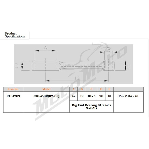 Royal Rods connecting rod HONDA CRF 450 R 02-08