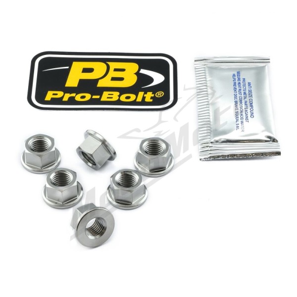 PRO BOLT Titanium Sprocket Nuts 6pcs. Aprilia / Benelli / Ducati / Gas Gas / Honda / Kawasaki 500-1300cc 84-25