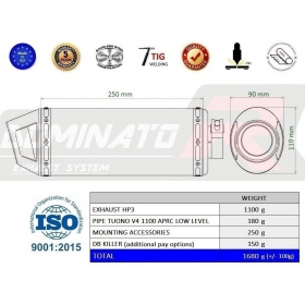 Exhaust silincer Dominator HP3 LOW LEVEL APRILIA Tuono V4 R APRC 2011-2014 