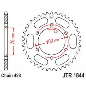 Galinė žvaigždė JTR1844 YAMAHA YZF R125 / MT / YS 125 4T 2008-2021