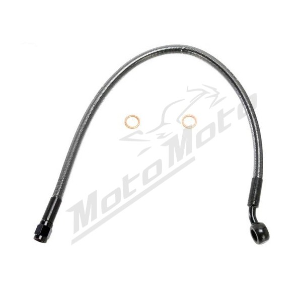 MAGNUM SHIELDING Designer Series Ø10mm Front Upper Brake Line Black ABS 43cm 35° Harley Davidson FXDF / FLH / FLHP / FLHR 1690/1923 13-25