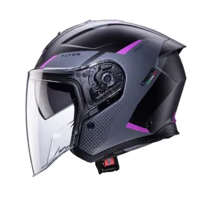Open Jet Helmet Caberg Flyon II Boss Matte Black/Gray/Pink