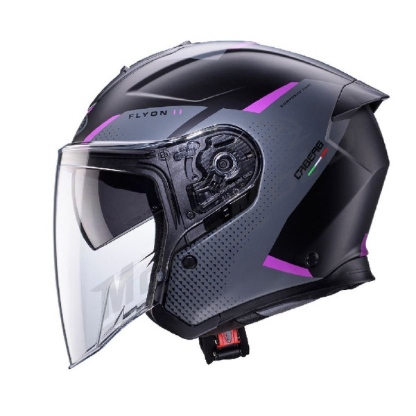 Open Jet Helmet Caberg Flyon II Boss Matte Black/Gray/Pink