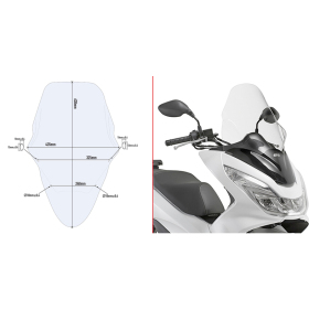 GIVI Priekini stiklas skaidrus 63x43.5cm Honda PCX 125-150 14-18