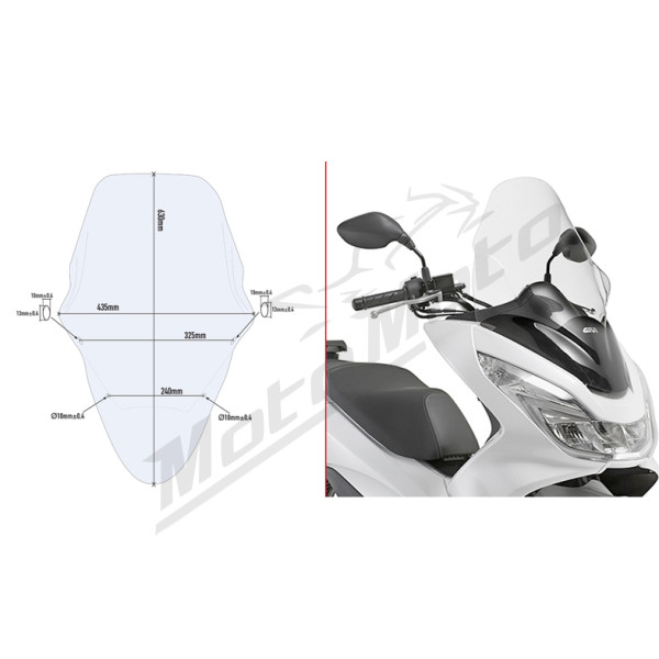 GIVI Priekini stiklas skaidrus 63x43.5cm Honda PCX 125-150 14-18