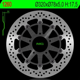 NG BRAKES 1260G plaukiojantis stabdžių diskas TRIUMPH SPEED TRIPLE / TIGER 1050 05-21 