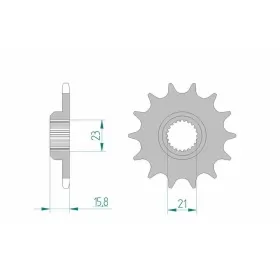 AFAM plieninė standartinė priekinė žvaigždutė 21504 - 520 14-16 dantukų YAMAHA XT / XTZ / TT / MZ SKORPION / TRAVELLER 600-660cc 87-04