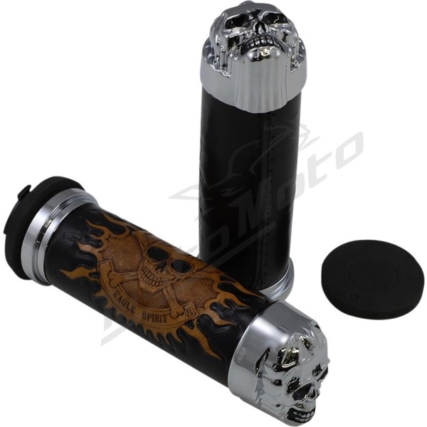 DRAG SPECIALTIES Skull Grips Harley Davidson FLH / FLHC / FLHR / FLHRC / FLHRCI / FLHRI 1200-1800cc 82-20