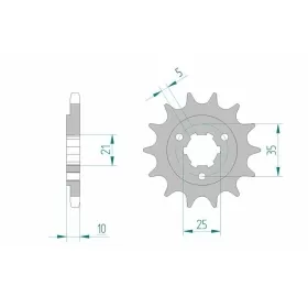 AFAM plieninė standartinė priekinė žvaigždutė 22602 - 525 14-15 dantukų SUZUKI DR / XF 650-800cc 92-14