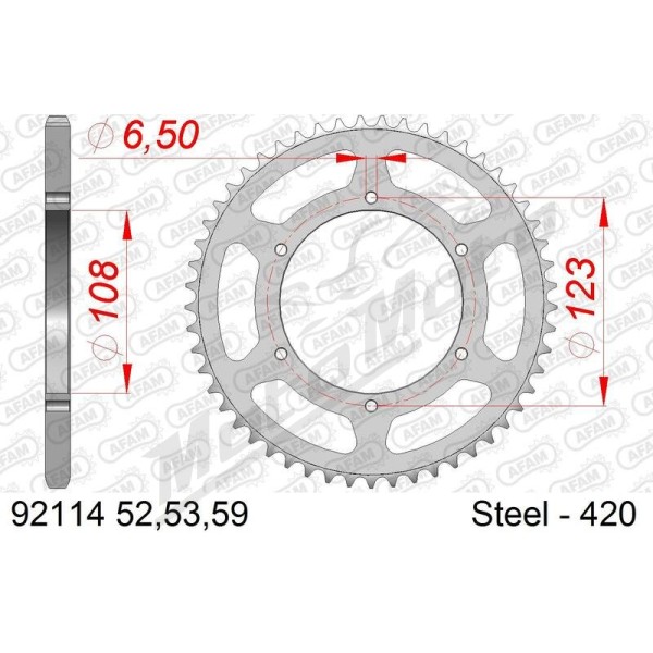 AFAM Steel Standard Rear Sprocket 420 52-59 teeth