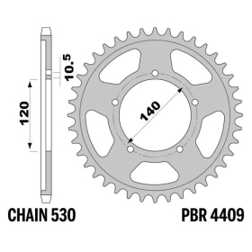 PBR Standard C45 Steel Rear Sprocket 4409 - 530 SUZUKI / TRIUMPH 955-1300cc 1997-2024