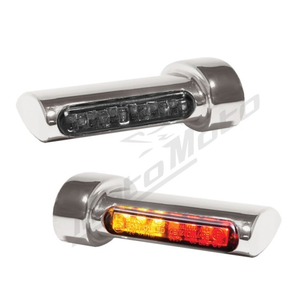 HEINZ BIKES Winglets Led 3in1 Turn Signals Chrome Harley Davidson FLD / FLHR / FLHT / FLHX / FLTRI / XL / XR 500/1977 93-24