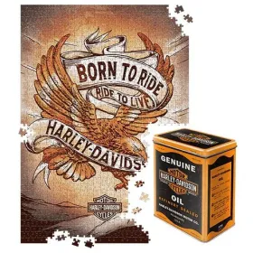 TIN BOX L PUZZLE H-D BORN TO RIDE EAGLE 3 68x48cm