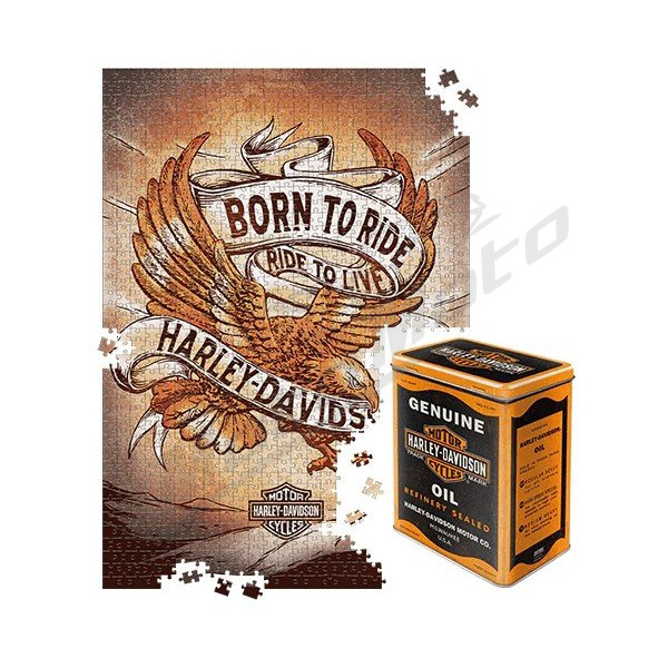 TIN BOX L PUZZLE H-D BORN TO RIDE EAGLE 3 68x48cm