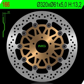 NG BRAKES 166 plaukiojantis stabdžių diskas KAWASAKI ZX-7 / ZX-9 / ZX-12 / VN / ZXR / ZZR 750-1500 91-05